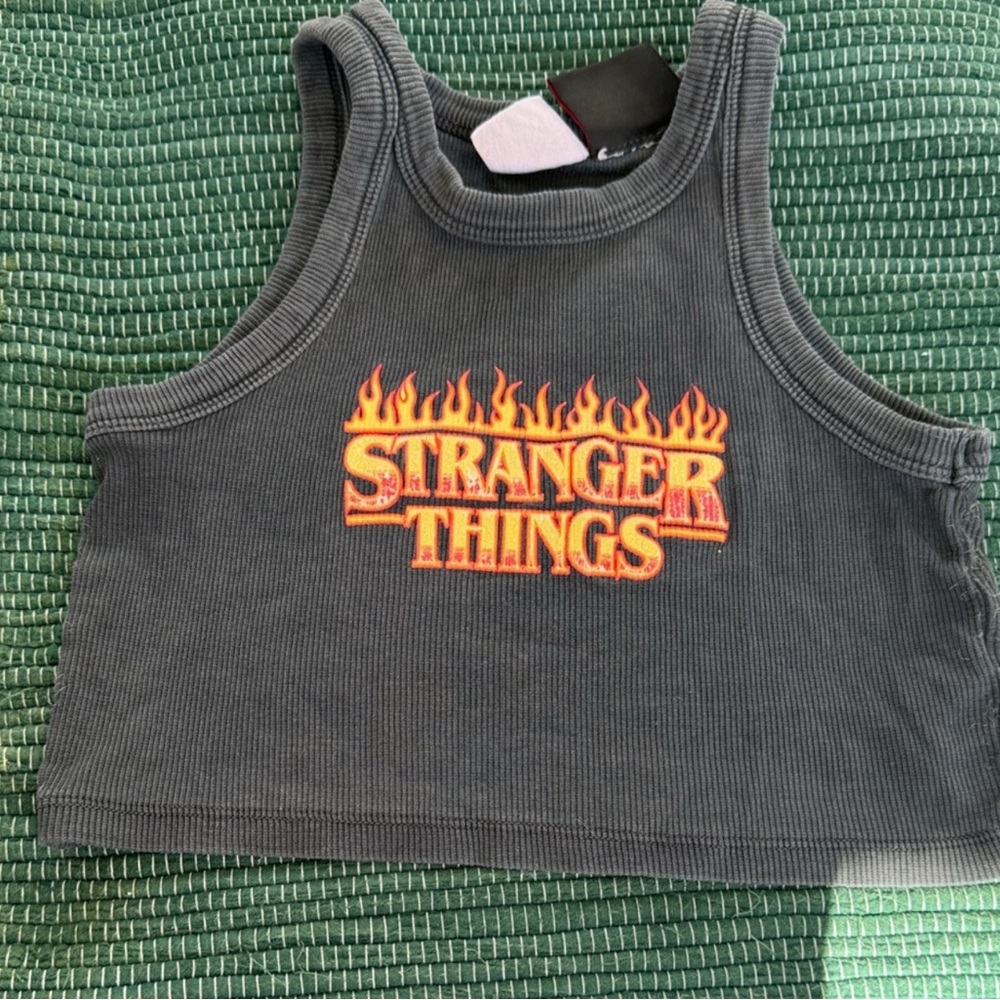 Zara Kids Gray Tank Top with Orange Stranger Things Design